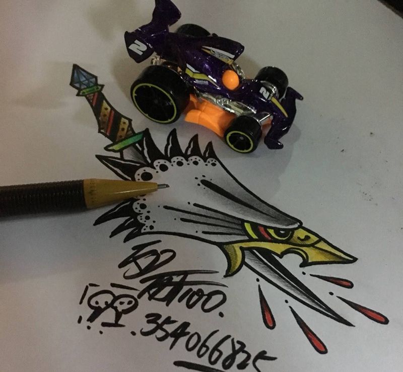 old school纹身图片_成品手稿插画欧美动物鹰老鹰纹身图案