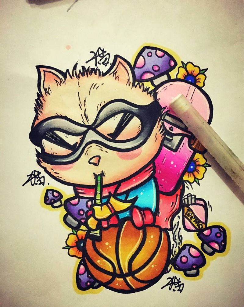 Old school纹身图片_手稿插画欧美清新动物纹身图案