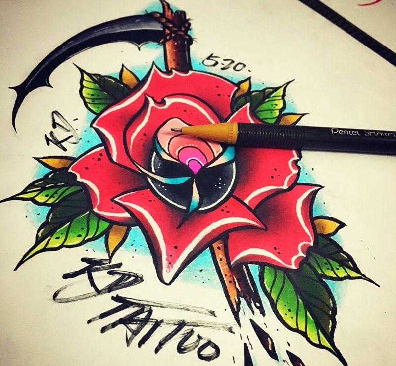 Old school稿纹身图片_手稿插画欧美纹身图案