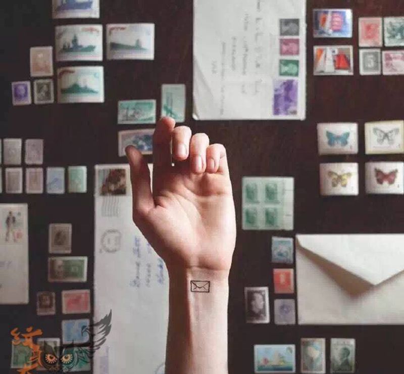 小清新纹身图片_成品手臂欧美清新贴纸几何字符静物纹身图案