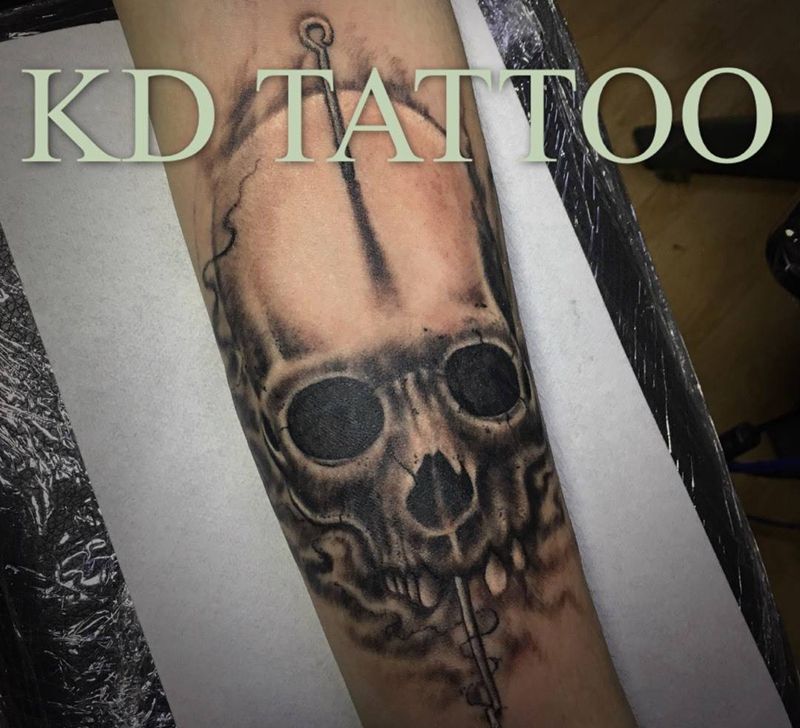 骷髅纹身图片_手臂欧美写实骷髅纹身图案