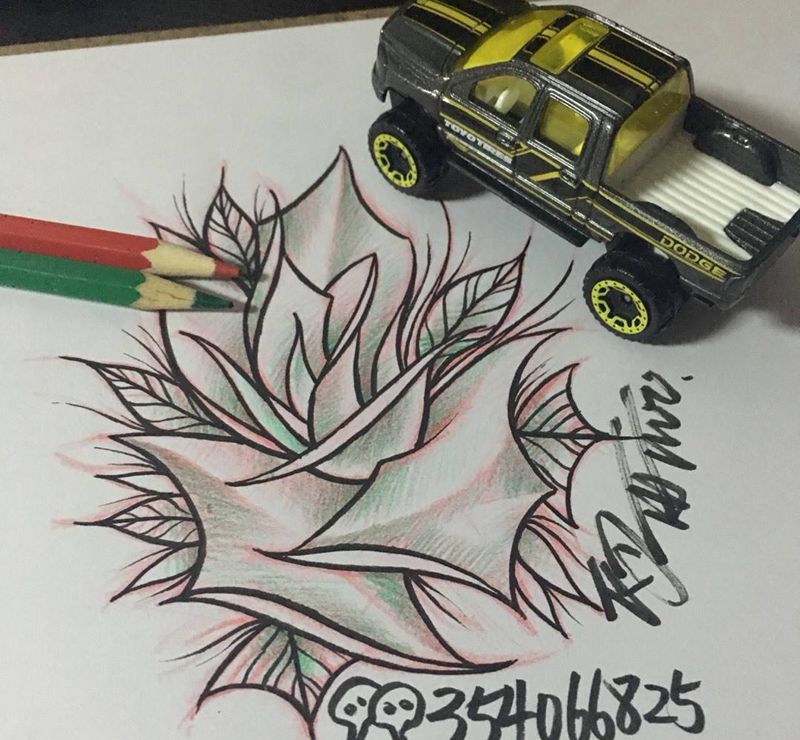 old school纹身图片_成品手稿插画欧美植物玫瑰纹身图案