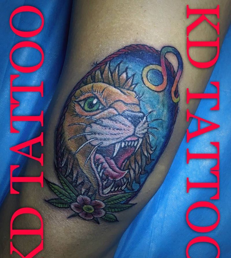 膝盖走一个纹身图片_成品脚部欧美动物纹身图案