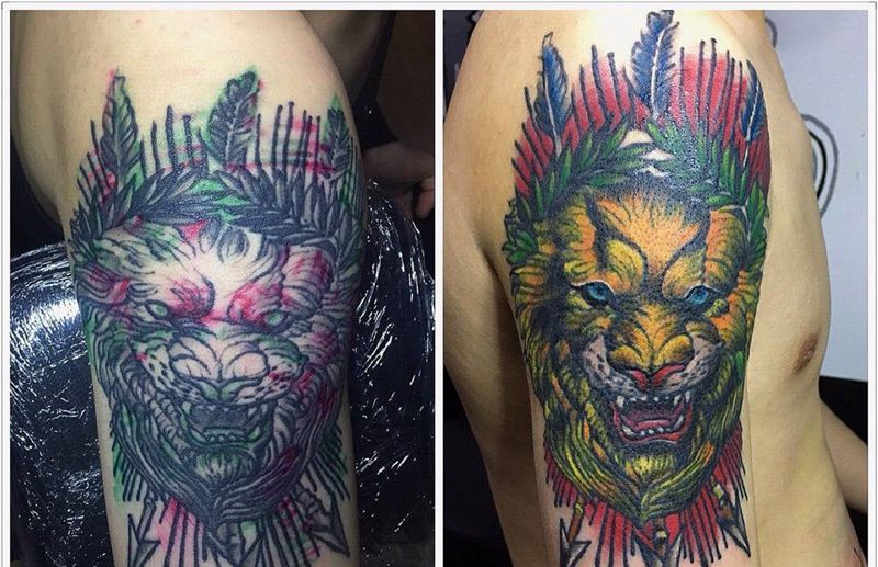 旧图修改纹身图片_成品手臂欧美遮盖纹身图案