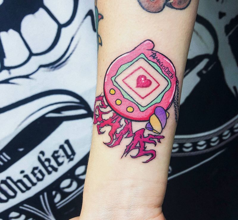 小图拼接-bb机纹身图片_手臂New School纹身图案