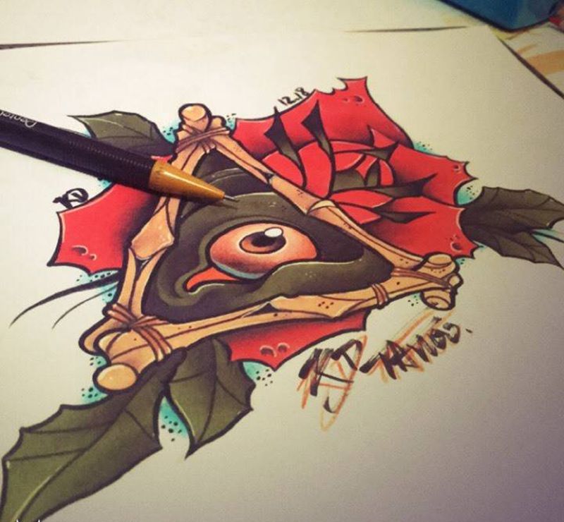 Oldschool眼纹身图片_手稿插画欧美纹身图案