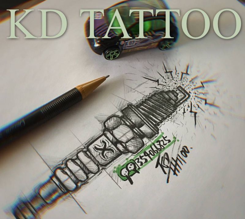 火花塞纹身图片_Old School纹身图案