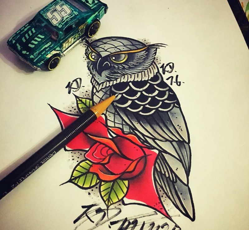 Old school手稿纹身图片_手稿插画欧美纹身图案