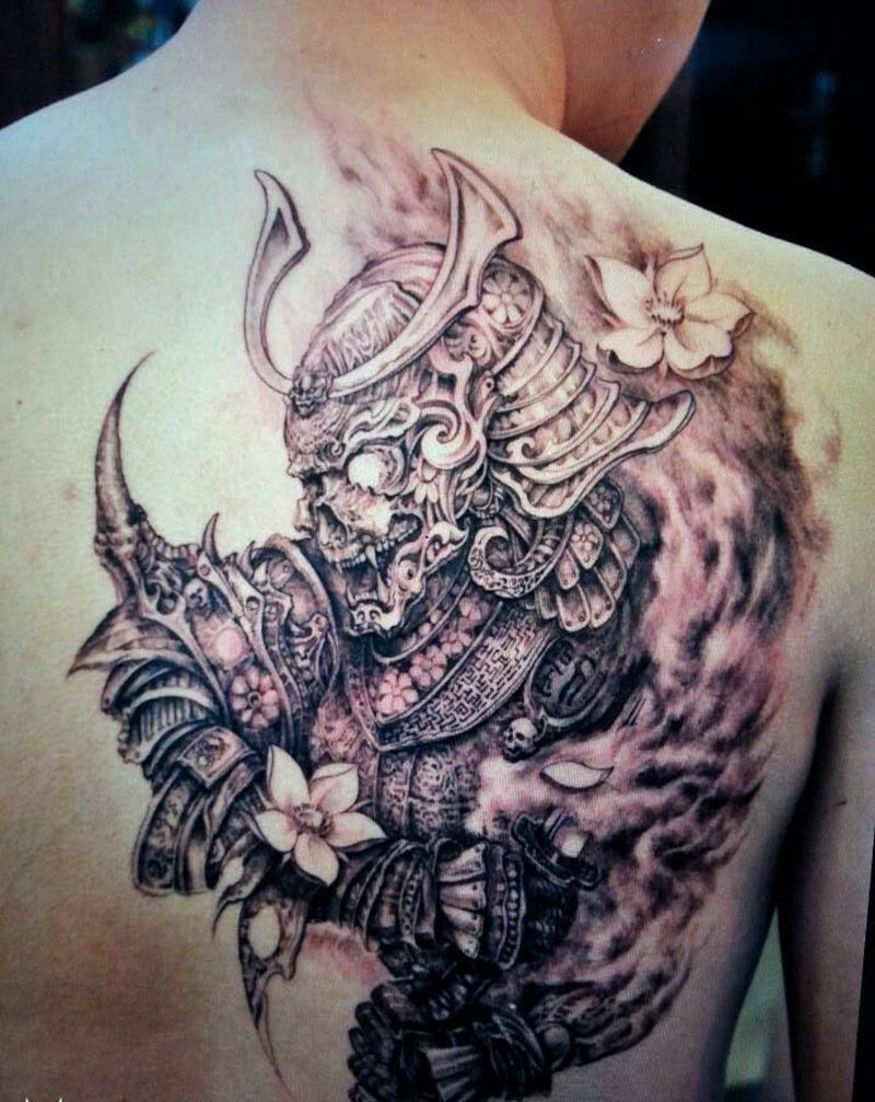 魔影战神纹身图片_欧美成品背部原创人物纹身图案