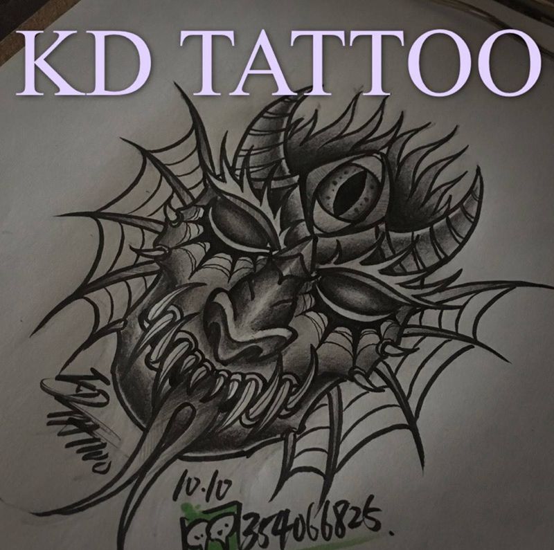 恶魔纹身图片_手臂Old School恶魔纹身图案