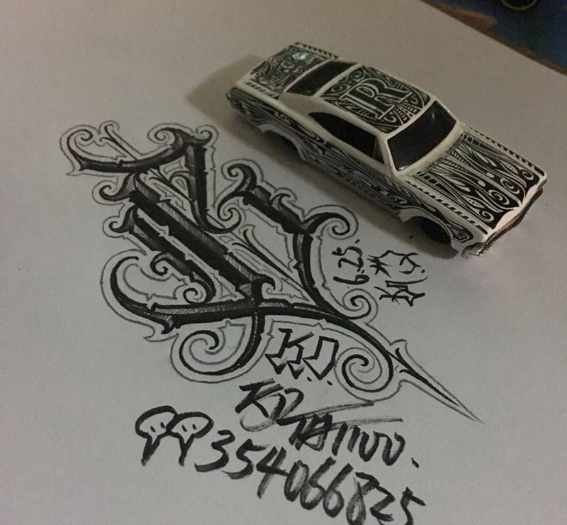 奇卡诺手写字体纹身图片_成品手稿欧美字符奇卡诺花体字匪气纹身图案