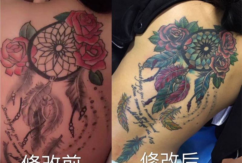今天进度纹身图片_成品背部遮盖修改纹身图案