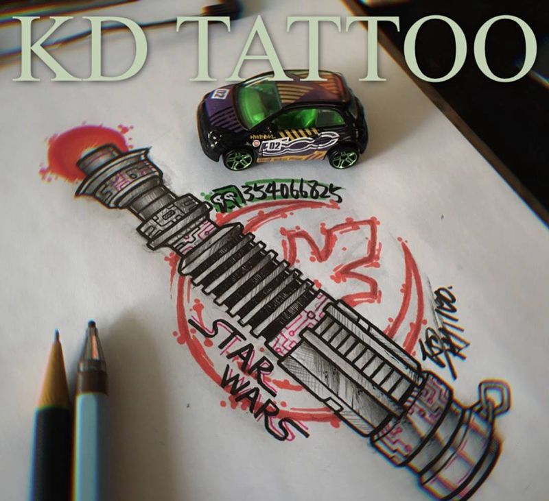 嗡..嗡..嗡纹身图片_Old School星球大战激光剑纹身图案