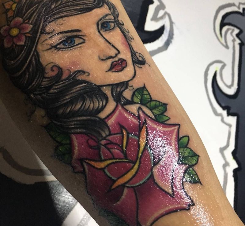 今天上色纹身图片_成品手臂欧美人物纹身图案