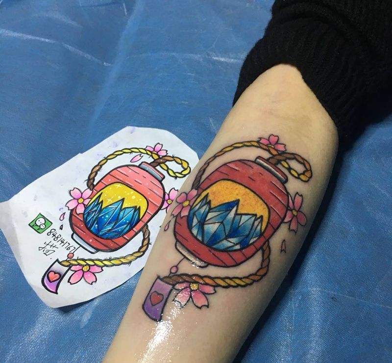 Old school纹身图片_成品手稿欧美清新动物水晶纹身图案