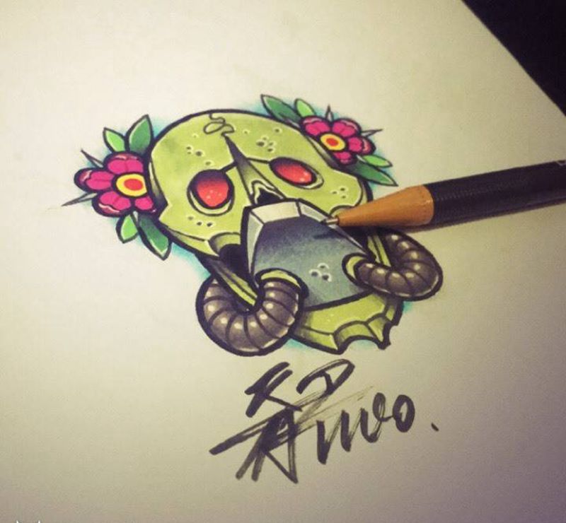 手稿 双11预约半价纹身图片_手稿插画成品欧美人物动物纹身图案