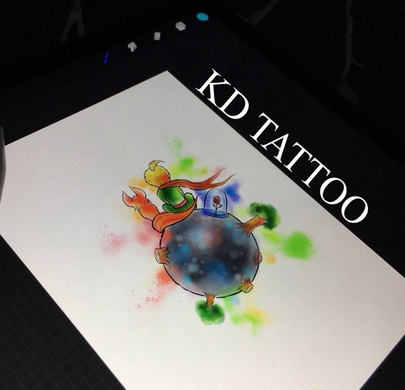 KD纹身图片_水彩纹身图案