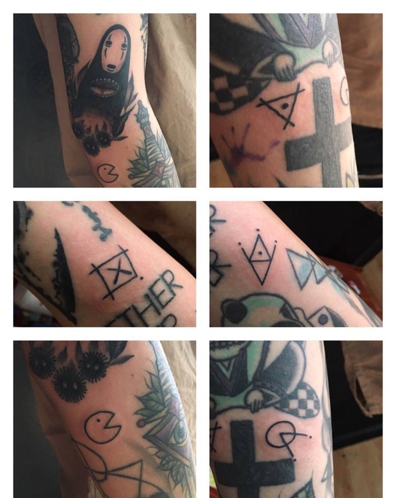 今天小图纹身图片_成品手臂欧美清新几何无脸男纹身图案