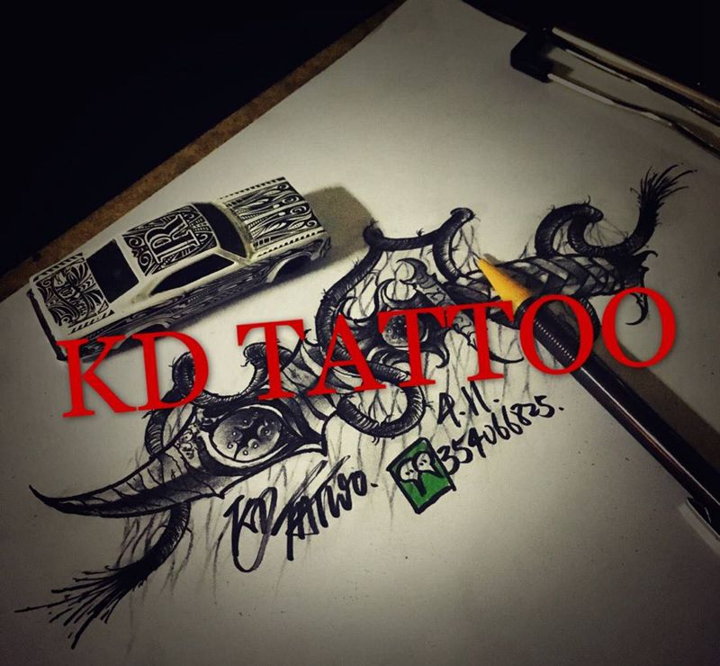 暗黑纹身图片_手稿插画欧美匕首暗黑纹身图案