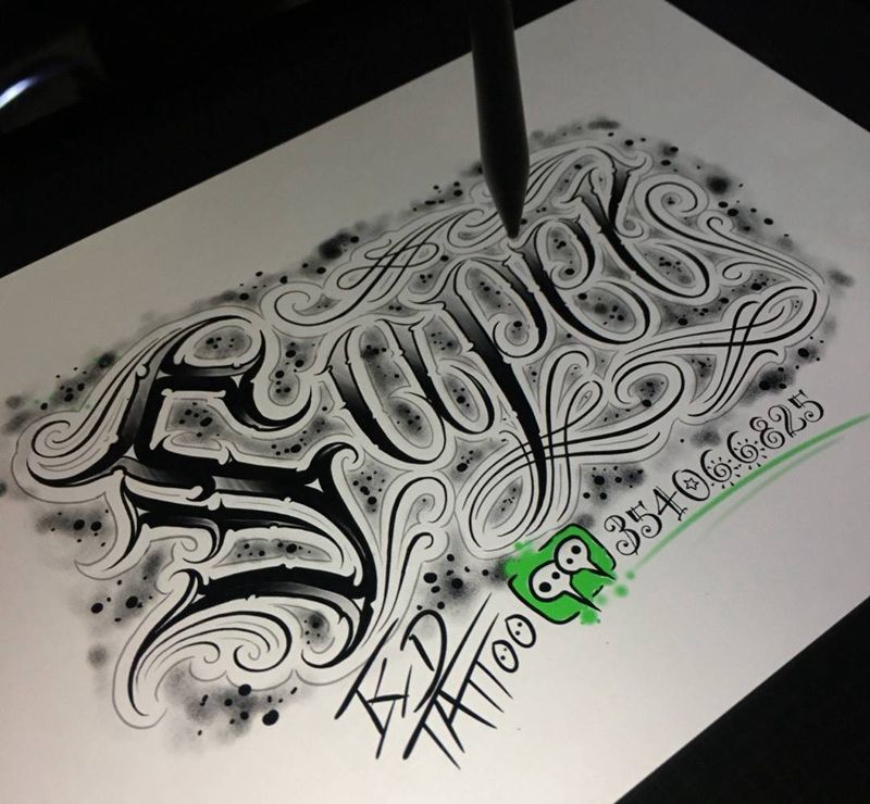 KD纹身图片_花体字纹身图案