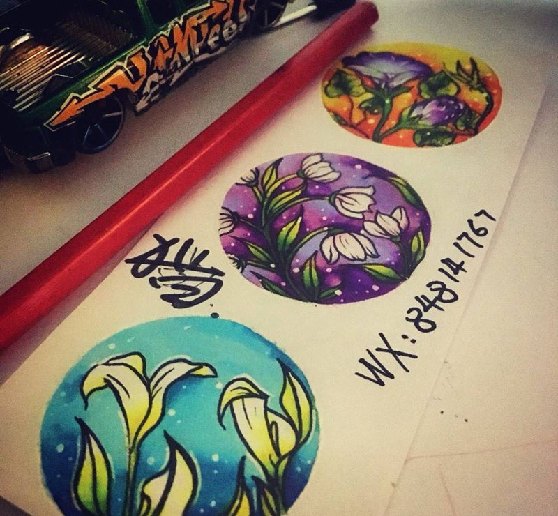 小清新纹身图片_手稿插画欧美清新植物纹身图案