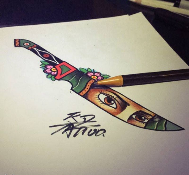 Old school手稿纹身图片_手稿插画欧美肖像人物原创纹身图案