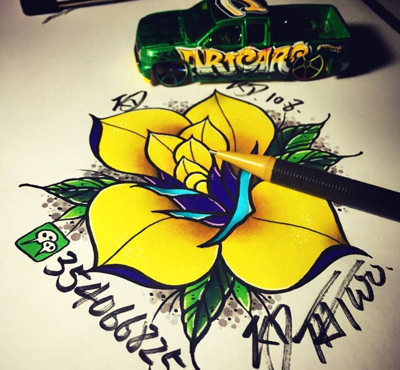 Old school纹身图片_手稿插画欧美植物纹身图案