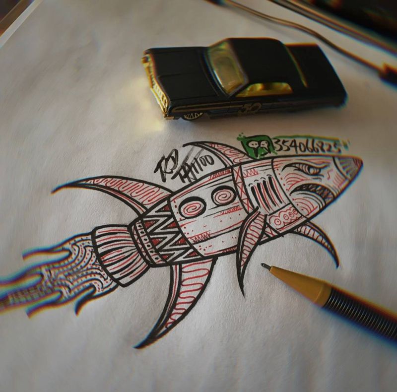 大鲨鱼纹身图片_Old School纹身图案