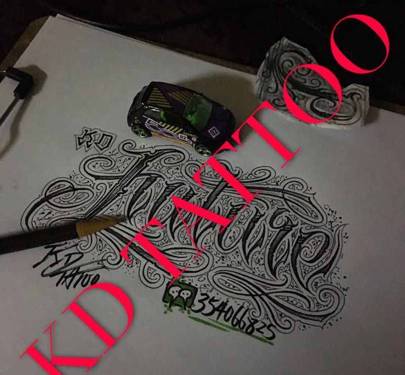 奇卡诺手写字体手稿纹身图片_成品手稿插画欧美字符奇卡诺匪气花体字纹身图案