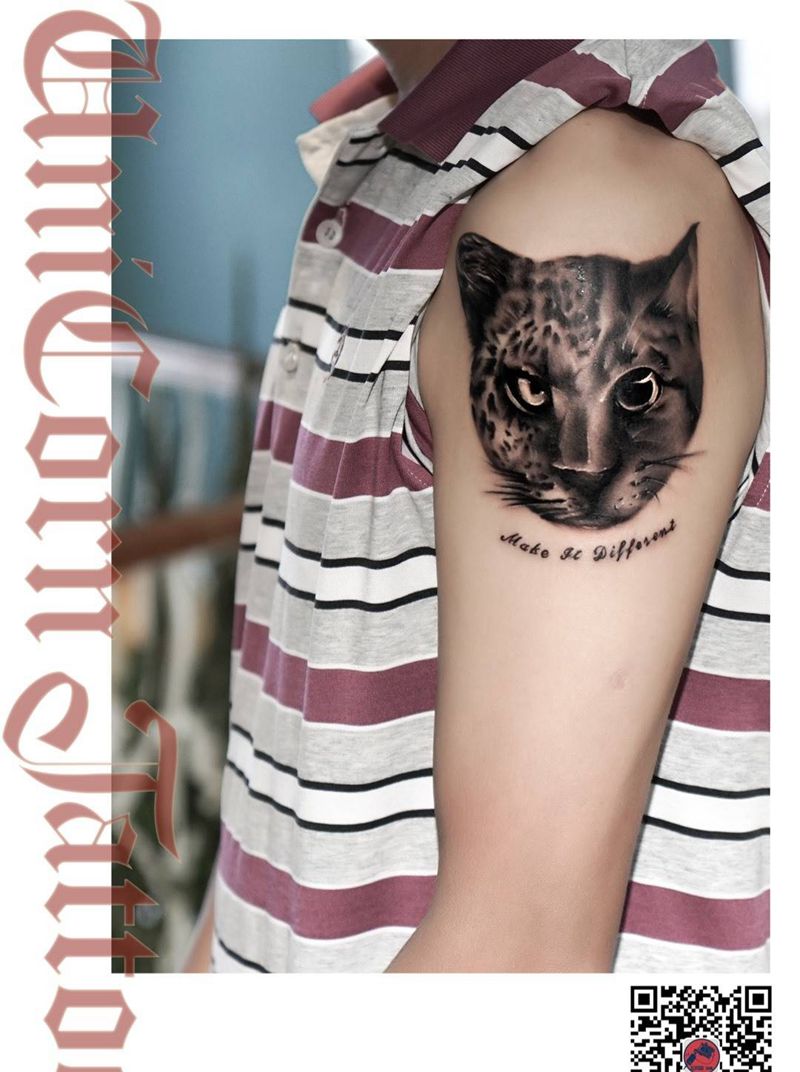 半猫半豹纹身图片