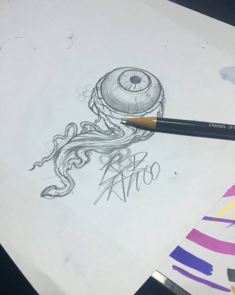 眼球纹身图片_成品手臂欧美纹身图案