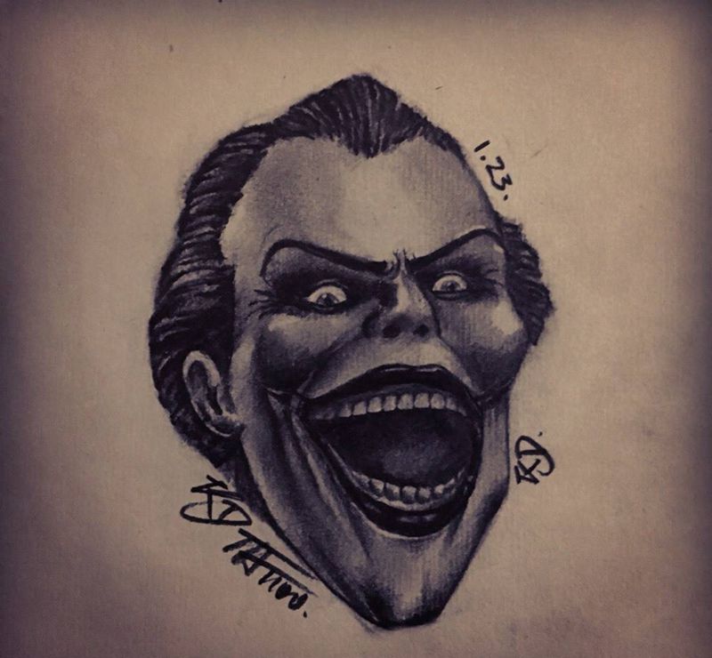 joker手稿纹身图片_手稿插画欧美写实人物纹身图案