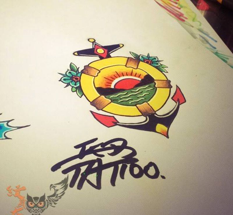 school手稿纹身图片_手稿插画手臂颈部肩部手部欧美清新传统贴纸纹身图案