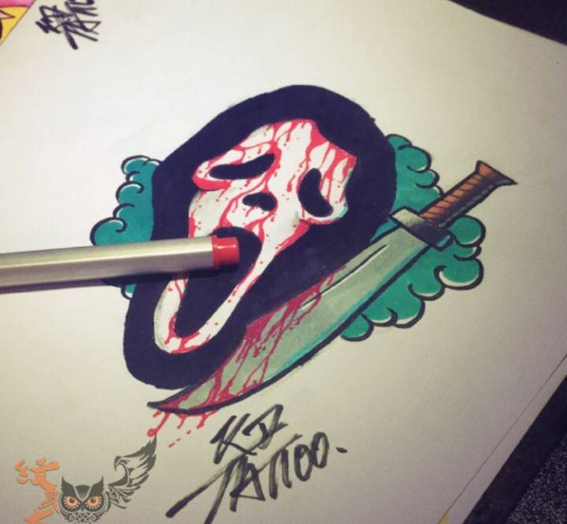 今天的手稿纹身图片_手稿插画手臂颈部欧美几何字符人物植物纹身图案