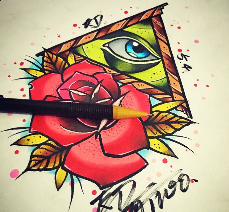 Old school稿纹身图片_手稿插画欧美原创纹身图案