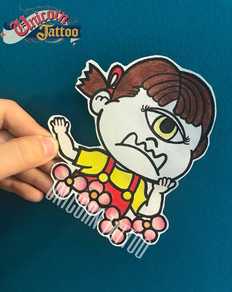 不二家纹身图片_手稿卡通贴纸清新纹身图案