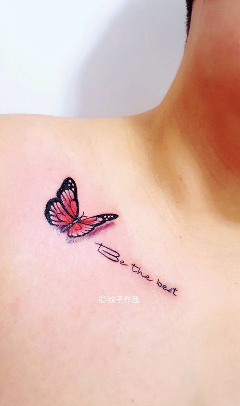 锁骨蝴蝶纹身图片