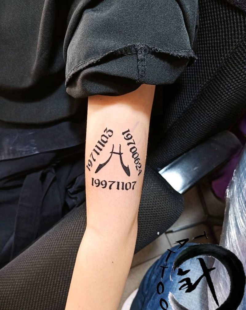 数字 字母纹身图片_手臂图腾几何字母数字纹身图案