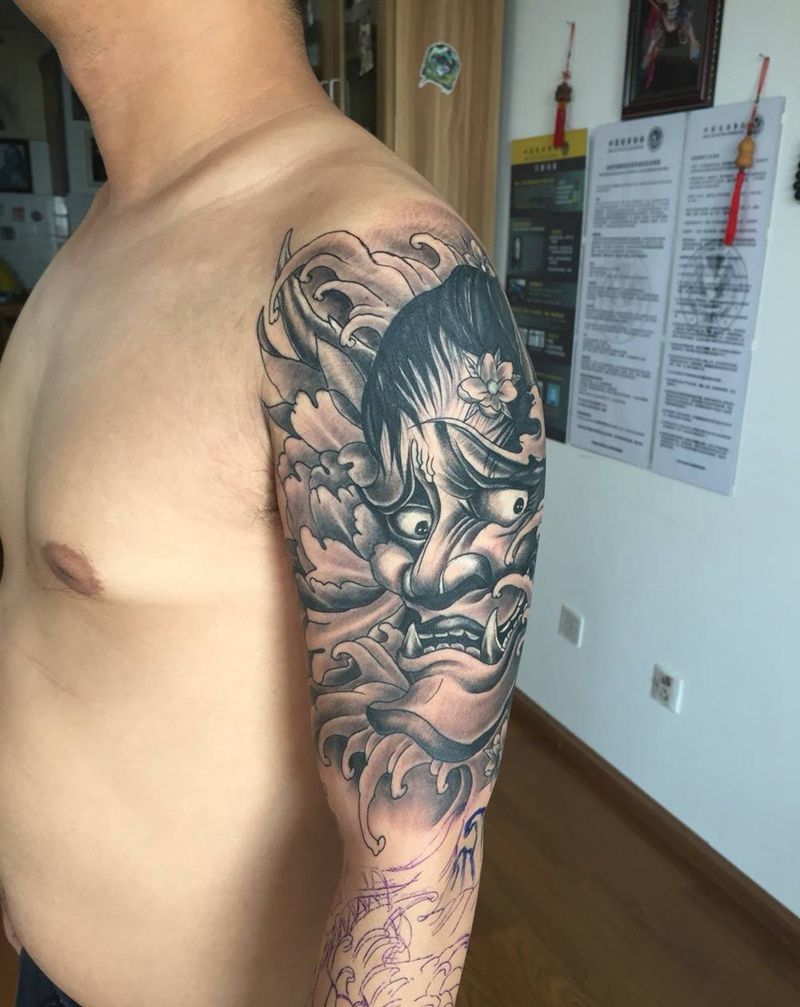 般若纹身图片_成品手臂传统原创纹身图案