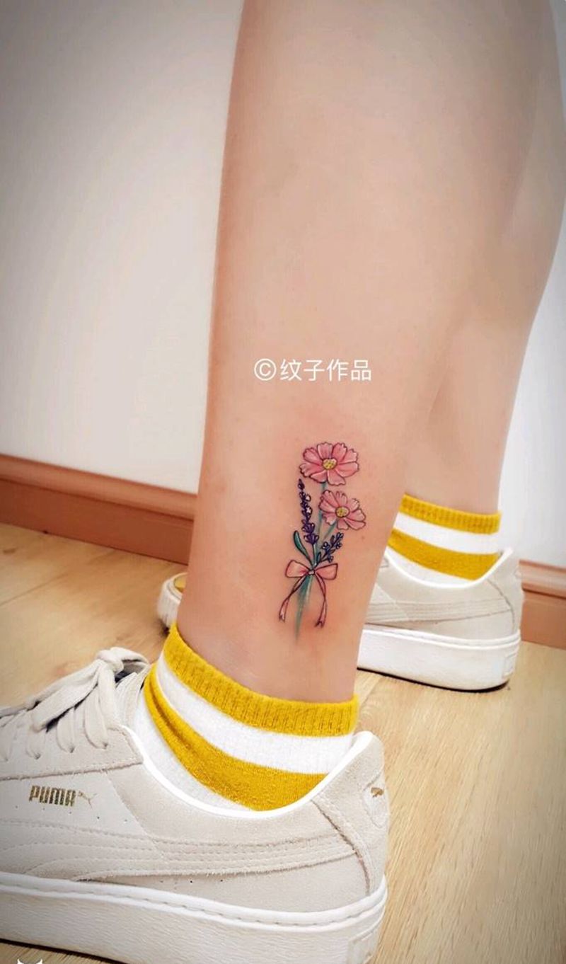 脚踝小清新纹身图片
