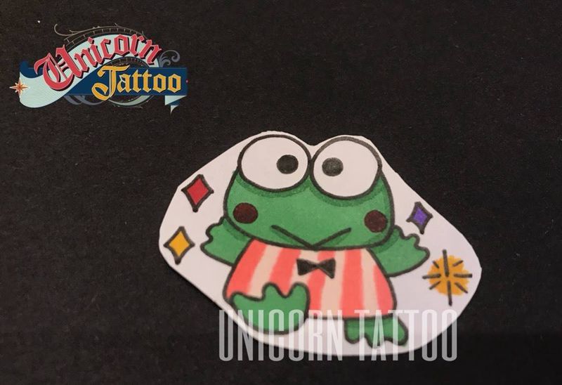 小青蛙纹身图片_手稿清新贴纸卡通纹身图案