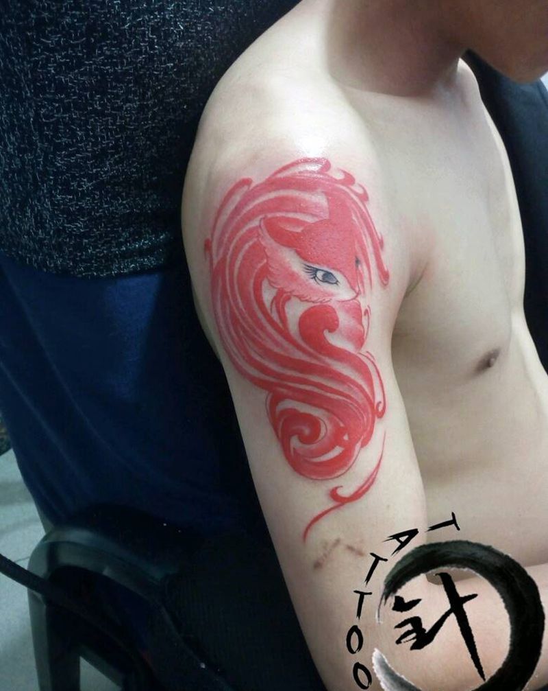 #狐狸#纹身图片_手臂传统动物原创小白刺青塔图~针成品纹身图案