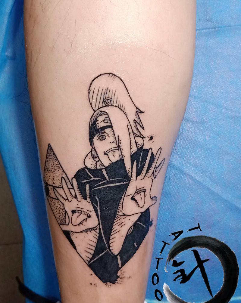 火影纹身图片_腿部点刺水墨火影忍者火影纹身图案