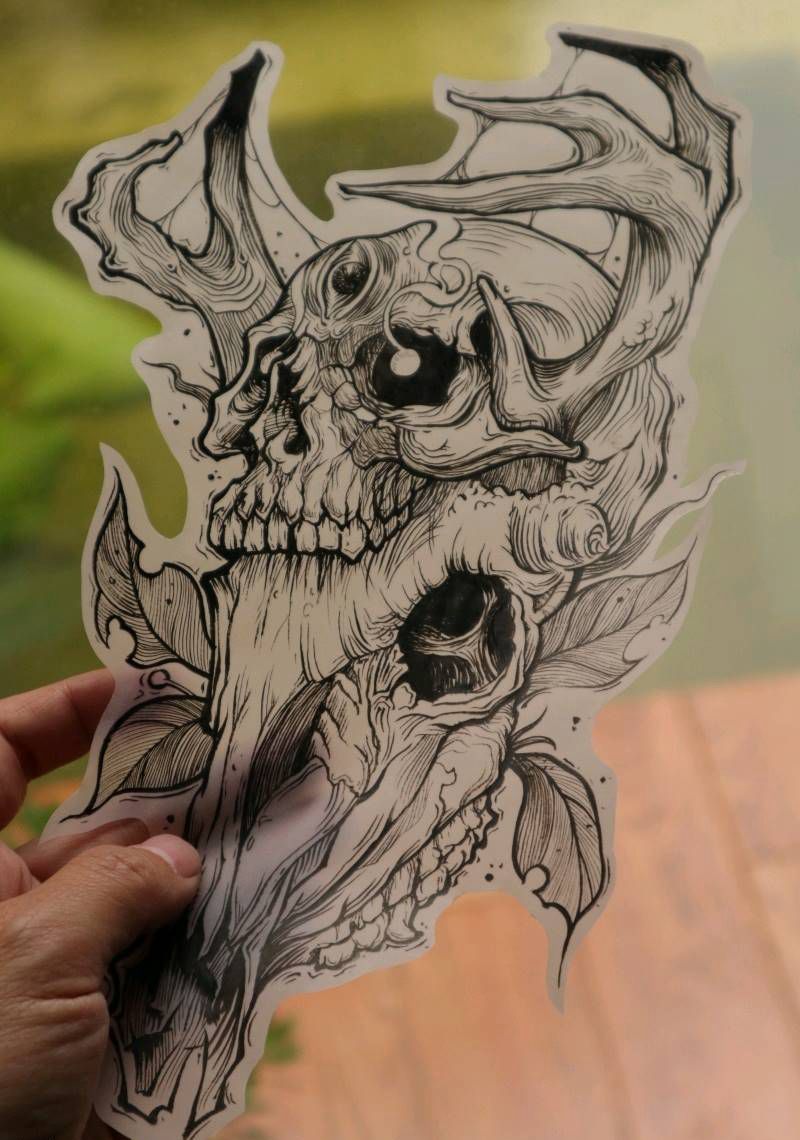 骷髅迷路纹身图片_新传统纹身图案