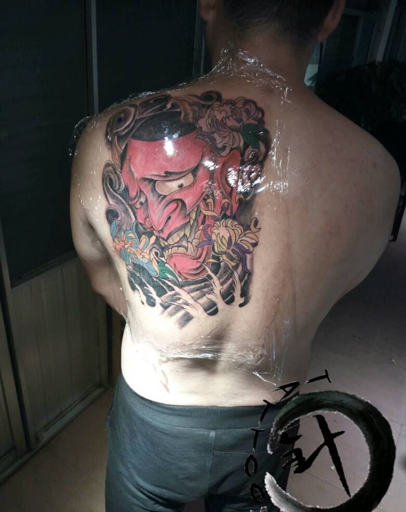 般若纹身图片_背部传统人物原创小白刺青塔图~针成品纹身图案