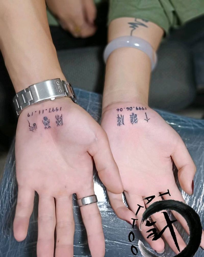 情侣纹身图片_手部情侣字纹身图案
