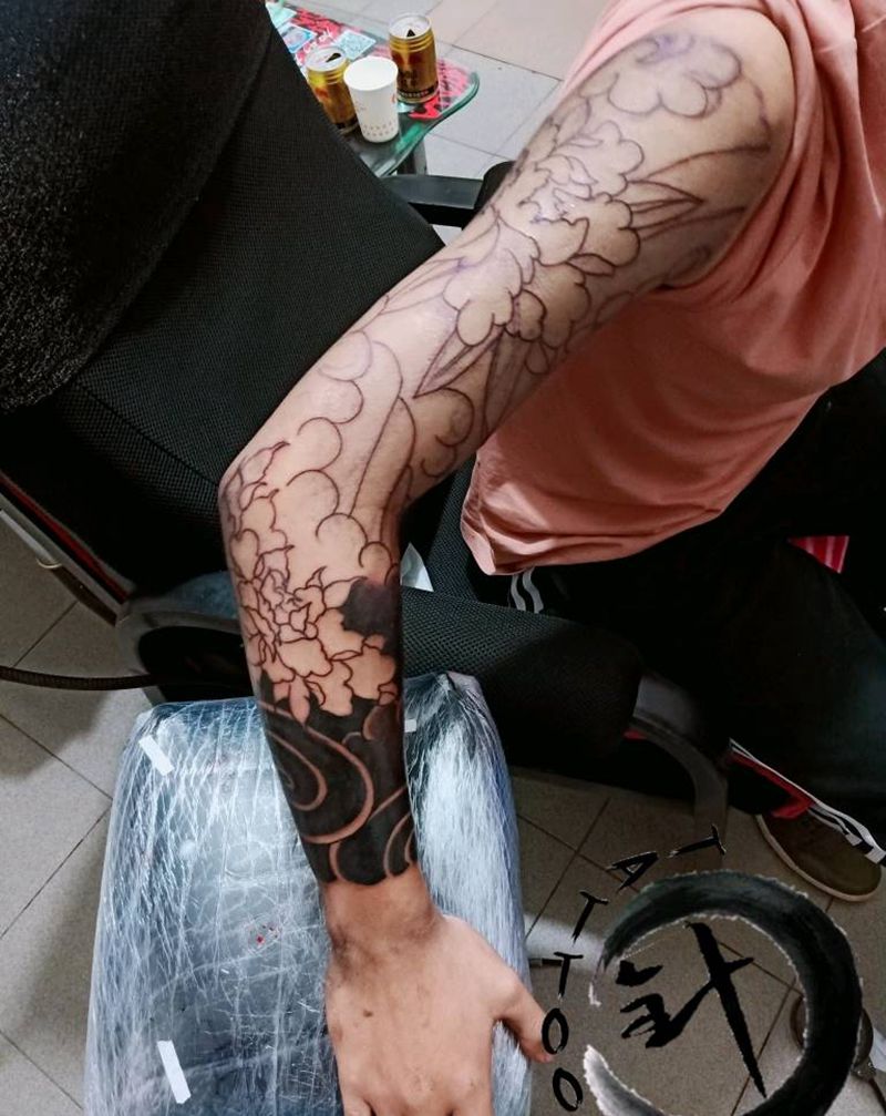 老传统待续…纹身图片_手臂老传统老传统牡丹纹身图案