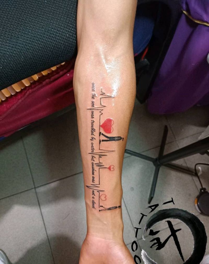 心电纹身图片_手臂纹身图案