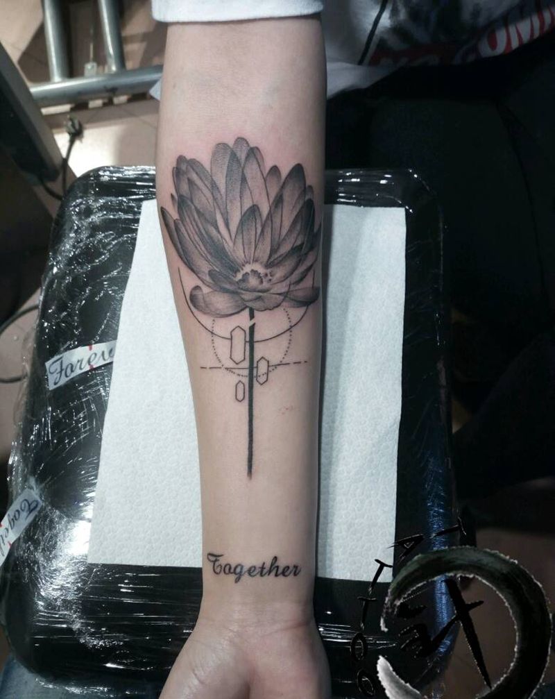 #莲花#字母#纹身图片_手臂清新字符植物原创小白刺青塔图~针成品纹身图案