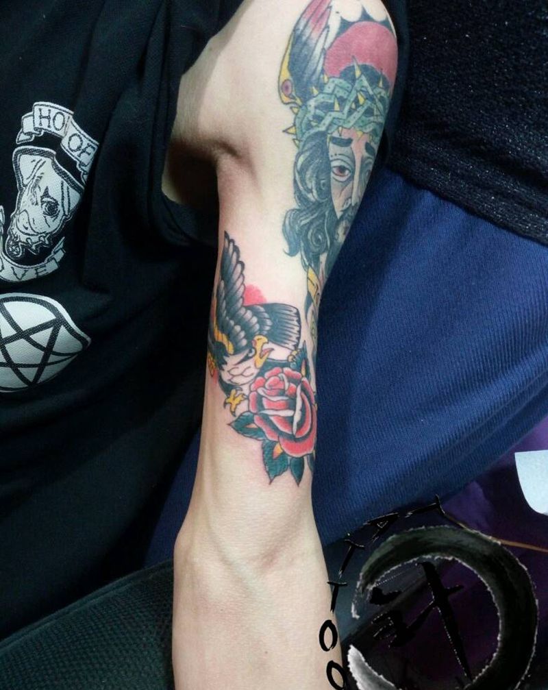 #old school#纹身图片_手臂欧美原创小小白刺塔图*针成品纹身图案